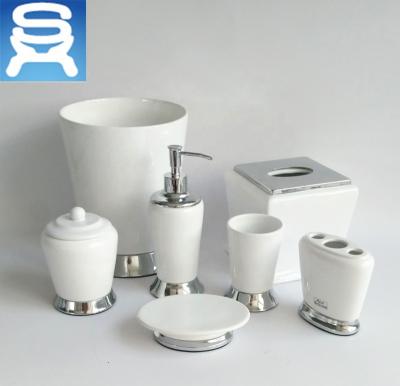 China Simple And Classic Hotel Sustainable Ceramic Bathroom Accesory Set For Bathroom Vanity Countertopfrom China Supplier for sale