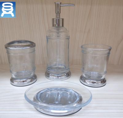 China Sustainable Simple Fashionable Eco - Friendly Glass Bath Accessories Sets for sale