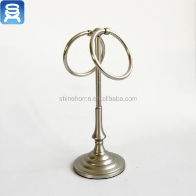 China Hot Selling Metal Hotel Heater Metal Towel Stand Table Towel Rack Holder Bathroom Hardware Attractive Nickel Plated Antique Style for sale
