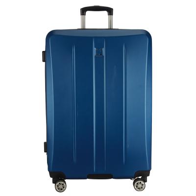 China Fashionable wholesale PP plastic luggage supplies box hardside blue suitcase travel business luggage with tsa lock for sale