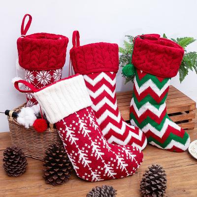 China Eco - Friendly Festival Gift Bag Celebrate Christmas Knitting Decoration Stocking Christmas Ornament for sale