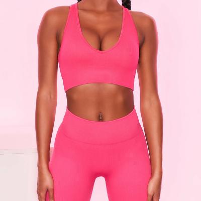 China Hot Selling Breathable Yoga Sets For Women Active Wear 2 Piece Ladies Breast Elegant Women Fitness Top Shirt Sports for sale