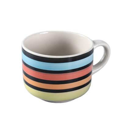 China New Modern Customizable Logo Stoneware Stored Hand Painted Coffee Mugs Wholesale for sale