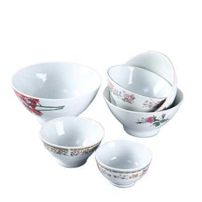 China 6 Inch Sustainable Footed Bowl Ceramic Wares With Flowers Design Exterior for sale