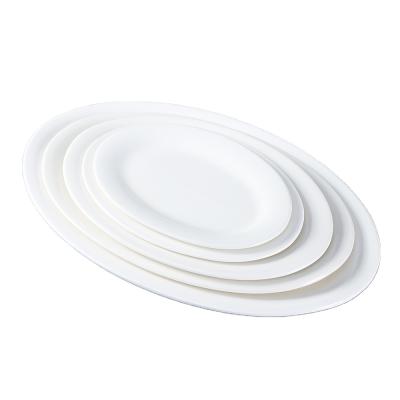 China Restaurant Viable Oval Wholesale Hotel Shape White Tableware Dinner Set for sale