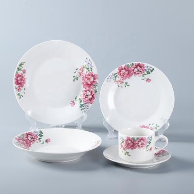 China Wholesale 20pcs decal porcelain stocked ceramic dinner set for daily use for sale