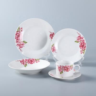 China Wholesale 20pcs decal white porcelain ceramic dinner set viable for dinner party use for sale