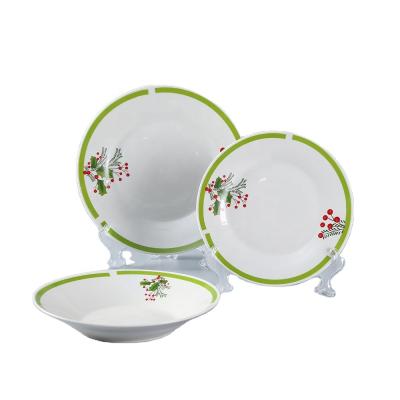 China Concise Design Viable Hotel Restaurant Porcelain Serving Dinner Sets Green Dinnerware Set 18pcs Dinner Set for sale