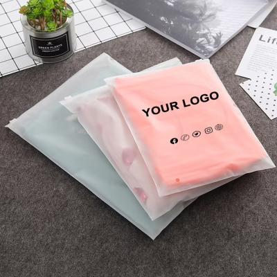 China Recyclable Waterproof Plastic Biodegradable Clear Frosted Zip Lock Tote Bag For Clothes for sale