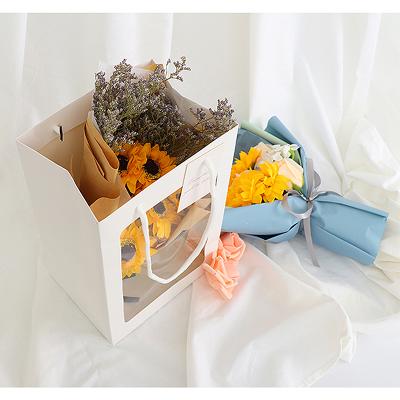 China Eco - Friendly Custom Printed Kraft Paper Flower Packaging Kraft Paper Box With PVC Window for sale