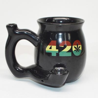 China Wholesales Stocked Wake Up And Bake Weed Smoking Mug With Pipe 3d Design Mug Ceramic Pipe Coffee Mug for sale