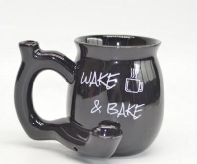 China Stocked Ready To Ship Wake And To Bake Ceramic Mug Pipe Smoking Wholesale Coffee Pipe Mug for sale