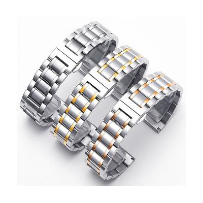 China Luxury Slim Buckle Strap Butterfly Strap Stainless Steel Business Metal Watchband Steel Band For Huawei Dw Role for sale