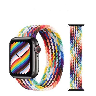 China Sport Strap Elastic Braided Nylon Woven Watch Band Straps Rainbow Soft Stretch Strap For iwatch Series 1/2/3/4/5/6/7/SE for sale