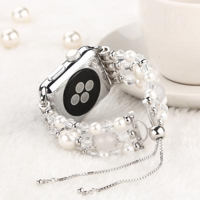 China Luxury Agate Crystal Bead Watch Band Strap Jewelry Vintage Handmade Retractable Bracelet For Apple Watch 38 40 42 44 41 45 20cmX5cmX0.5cm for sale