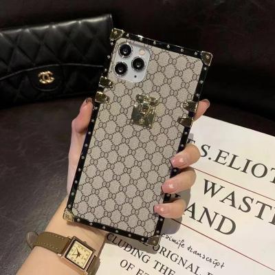 China Shockproof Luxury Square Design Phone Cover Leather Mobile Case For iphone 13 mini 12 pro 11 max for sale