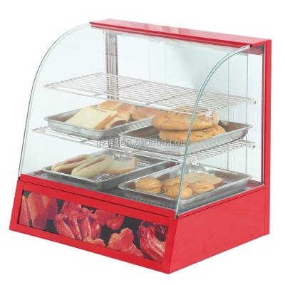 China Curved Glass Food Heater CE Stainless Steel Food Warmer Display Safe Showcase for sale