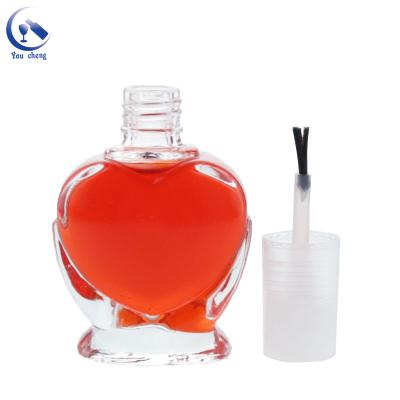 China Eco Friendly Chic Heart Shaped Custom Nail Polish Bottles Supplier Empty Nail Polish Bottle With Brush for sale