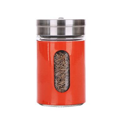 China Youcheng 100ml Sustainable Round Shape Colored Stainless Steel Glass Spice Jars for sale