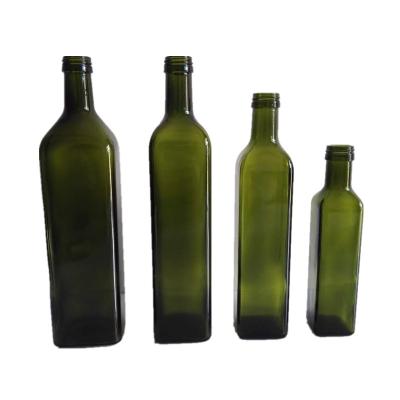 China Custom Square Contracted Style Green 250ml 500ml 750ml 1000ml Olive Oil Glass Bottles for sale