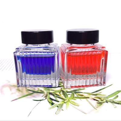 China European Style 20ml Ink Bottle Color Ink Bottle High Quality Transparent Glass Square Portable Fountain Pen Ink Bottle for sale