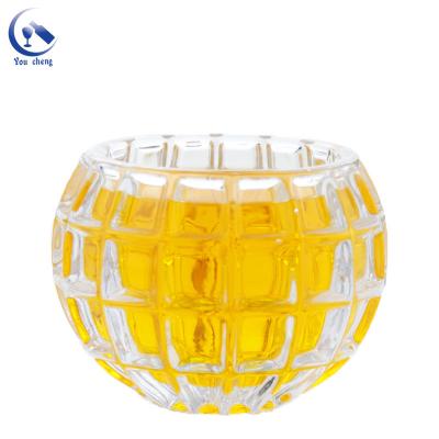 China Home Decoration Youcheng Round Shape Clear Glass Candle Holder 230ml for sale