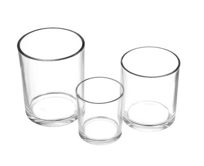 China High Quality Style Clear Glass Candle Holders OEM Contracted Glass Candle Jars With Lid For Candle Making for sale