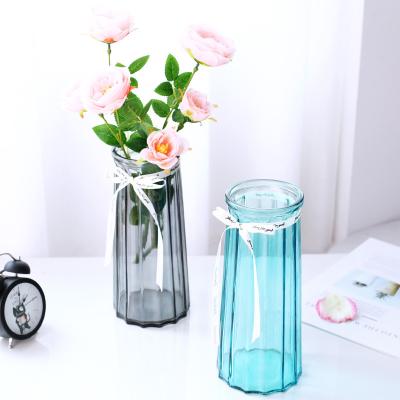 China Minimalist Colorful Glass Cylinder Vase Glass Cylinder Vase Home Decorative For Home Decoration for sale