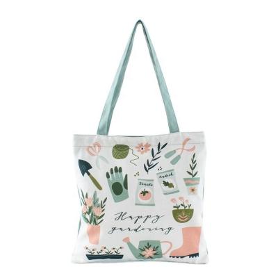 China Grocery Cotton Handled Reusable Bag Printed High Quality Sublimation Canvas Tote Bag With Inner Pocket Zipper for sale