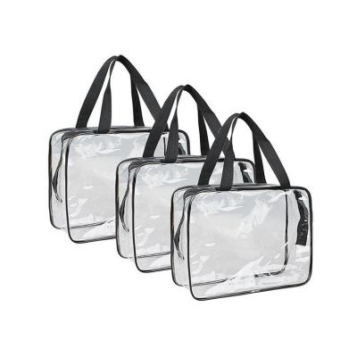 China PVC Plastic Handled Clear Bag Tote Bag Beach Shopping Large Capacity Waterproof Reusable Clear Tote Bag for sale