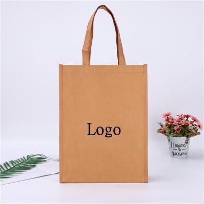 China Custom Grocery Handled Logo Washable Kraft Paper Shopping Bag Reusable Tote Bag for sale