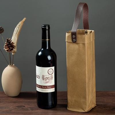 China Custom Washable Single Handled Paper Bottle Tote Wine Carrier Bag Gift Red Wine Bag OEM ODM Packaging for sale