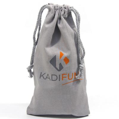 China Custom Rope Handle Wholesale Logo Printed Organic Cotton Canvas Drawstring Bag Jewelry Pouch for sale