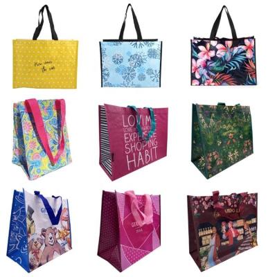 China Hot Selling Nonwoven Full Color Printing Reusable PP Woven Bag Handled Shopping Tote Bag Polypropylene Bag for sale