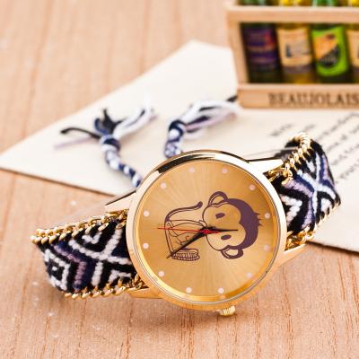 China Alarm Women Brand Cute Monkey Dress Handmade Friendship Bracelet Watch Ladies Geneva Quartz Watch GW072 for sale