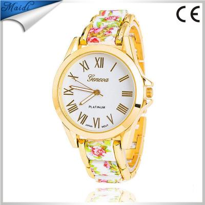 China 2016 Water Resistant Brand Gevena Flower Printed Casual Watch Women Stainless Steel Dress Watch Women Wristwatches GW043 for sale