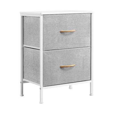 China CLASSIC Promotional Good Quality 2 Drawer Storage Tower Cabinet-Plastic Handle Cloth Chest for sale