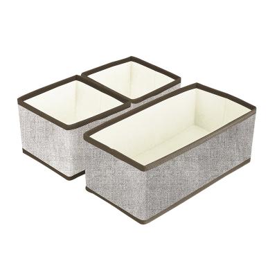 China Sustainable Set of 3 Universal Decorative Storage Trunk Set Foldable Storage Racks Fabric Storage Boxes Cube Bins for sale