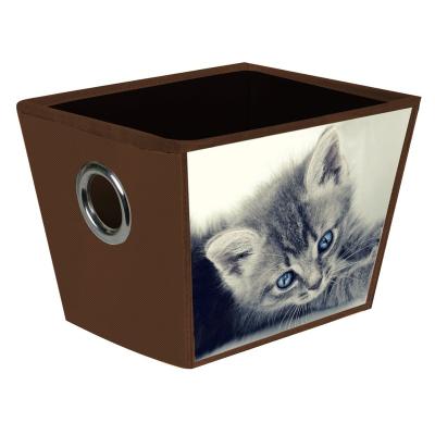 China Folding Attractive Animal Printed Vertical Collapsible Fabric Storage Bin for sale