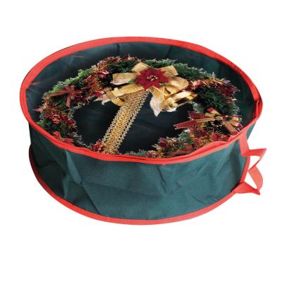 China Sustainable Fabric Christmas Wreath Storage Bag With Durable Handle And Zipper for sale