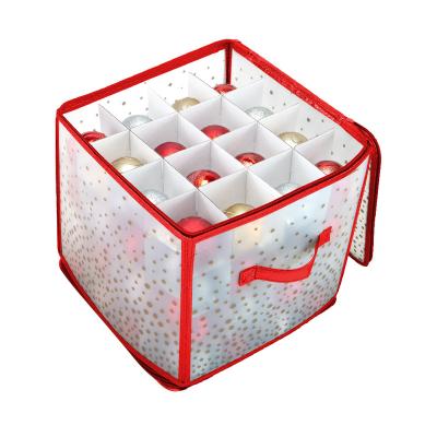 China 64 Xmas Ornaments Storage Box Printed Viable Christmas Ball Storage Box for sale