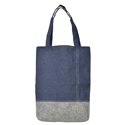 China Women Denim Canvas Shopping Bag Tote Pouch Simple Female Large Capacity Zipper Handled Casual Handbags for sale