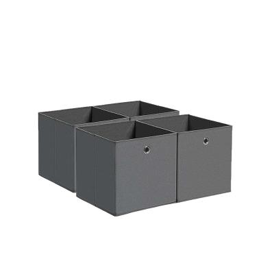 China Foldable Non-woven Folding Storage Bins with Rim Metal Handles Foldable Closet Round Organizer Toy Storage Boxes for sale