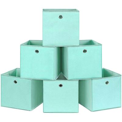 China Non Folding Woven Fabric Storage Replica Bin Set Of 6 For Wardrobe Collapsible Fabric Covered Storage Boxes for sale