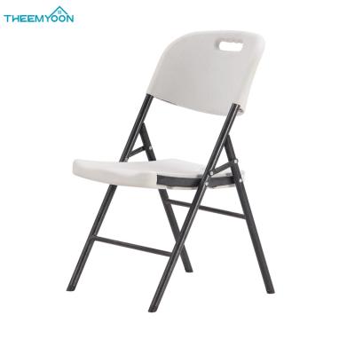 China Durable Outdoor Garden Patio White Plastic Folding Chair For Restaurant Dining Parties Banquet Events for sale