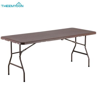 China 6Ft Rectangle Resin Rattan Design Table Durable Material Camping Folding Dining Table Outdoor for sale