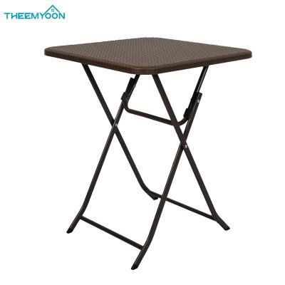 China 60cm Square Folding Table Party Outdoor Easy Carry Plastic Foldable Dining Table Small Style Durable Rattan Material for sale