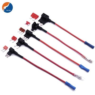 China Mini Micro Micro3 Micro2 Standard Holder Plug In Blade Fuses Piggyback Mini Fuse Holder Tap Add On Dual Circuit Fuse Tap UL1015 AWG16 for sale