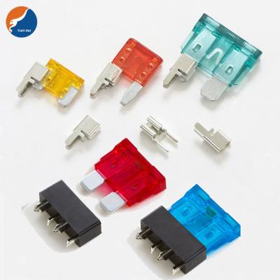 China Low Voltage Brass Copper Pipe Flange Pin Fuse Bracket Double Pin Nickel Stamped Micro Medium Mini Car Fuse Clip Blade Vehicle Auto Fuse Clip for sale