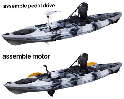 China Fun Recreation LSF Single Seat 12FT Fishing Pedal Kayak Fishing With Foot Pedal Drive Plastic Kayak for sale